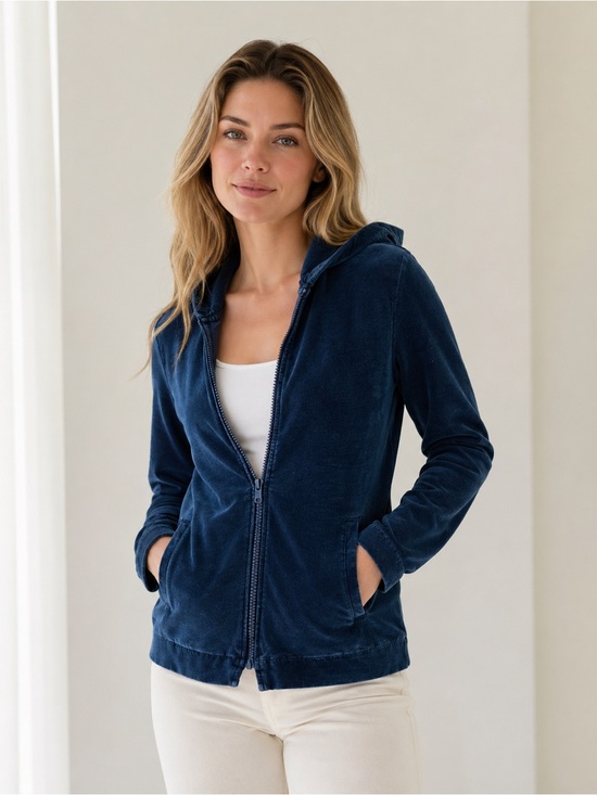 J. Jill Jackets & Blazers - J. Jill Deep Blue Hooded Jacket